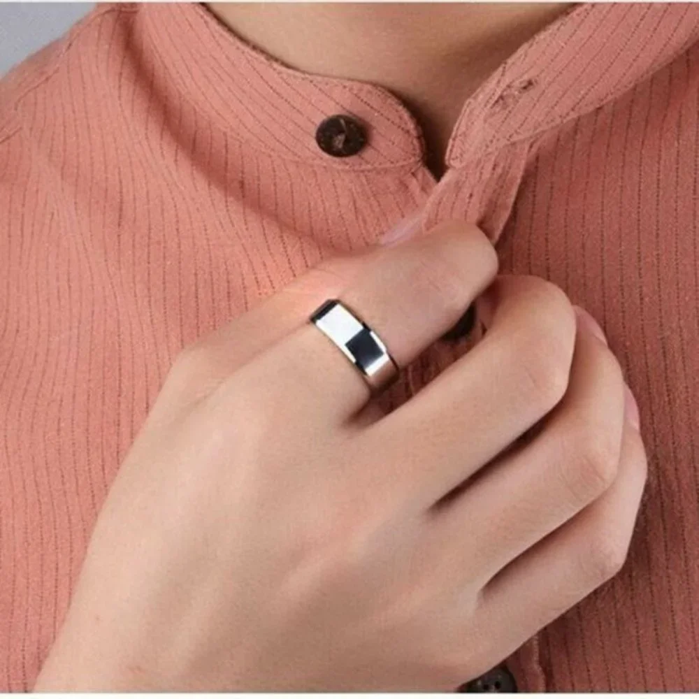 Beautiful Men's Titanium Stainless Steel Silver Band
